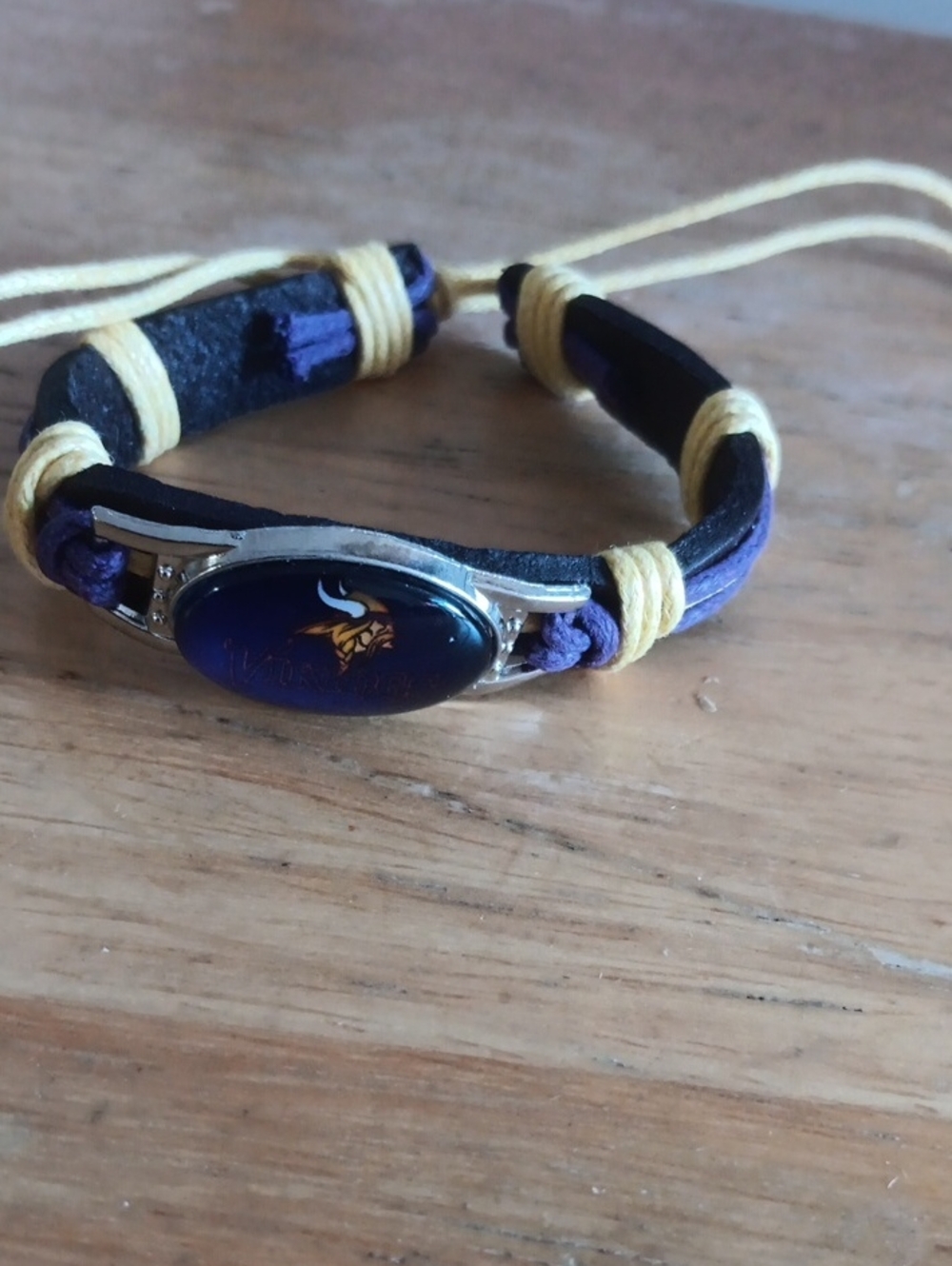 Minnesota Vikings Team Logo Leather Cord Bracelet New